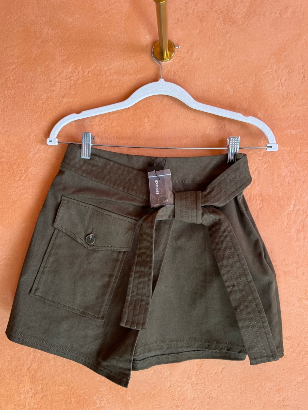 Express Olive Green Utility Wrap Skort NWT Size 0